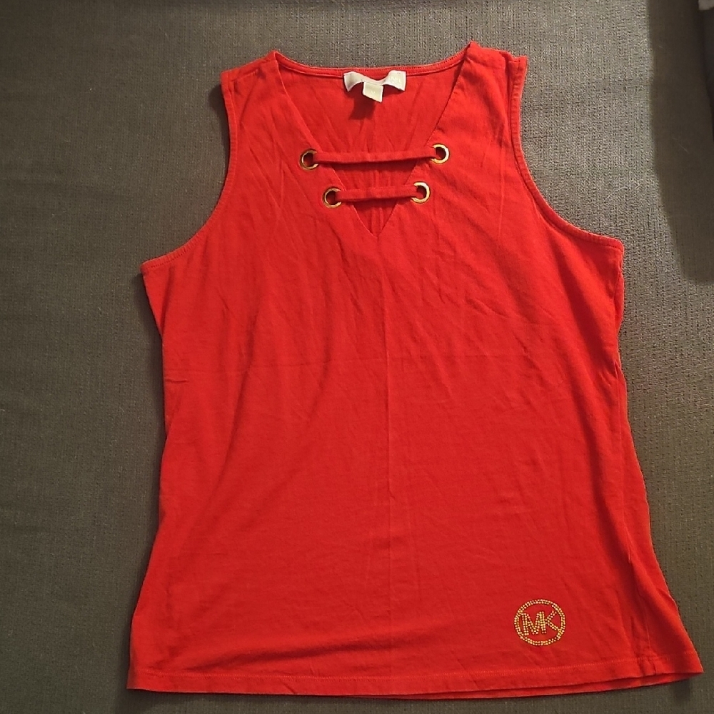 Michael Kors Red Tank Top with Gold Details